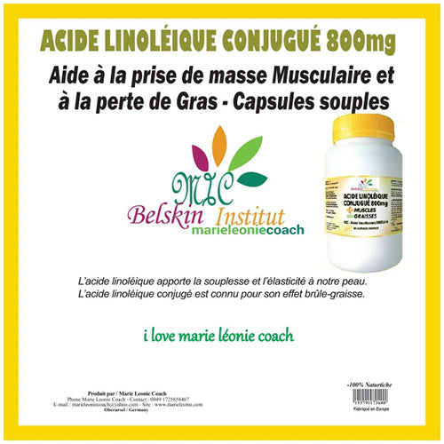 Acide Linoléique Conjugué 800 mg - Aide à la prise de Masse Musculaire et à la Perte de Gras - Capsules souples